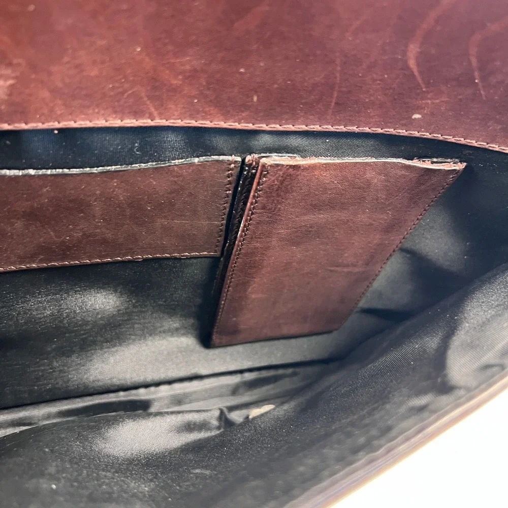 Dilana Briefcase Messenger Bag Mens Large Brown Solid Leather Satchel Vintage